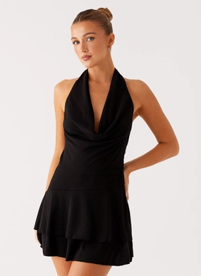 Feel Good Mini Dress - Black Bell sleeves Sleek Waist Feel Good Mini Dress - Black