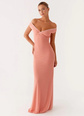 Feminine Charm Katiya Maxi Dress - Peach Modern Design Katiya Maxi Dress - Peach