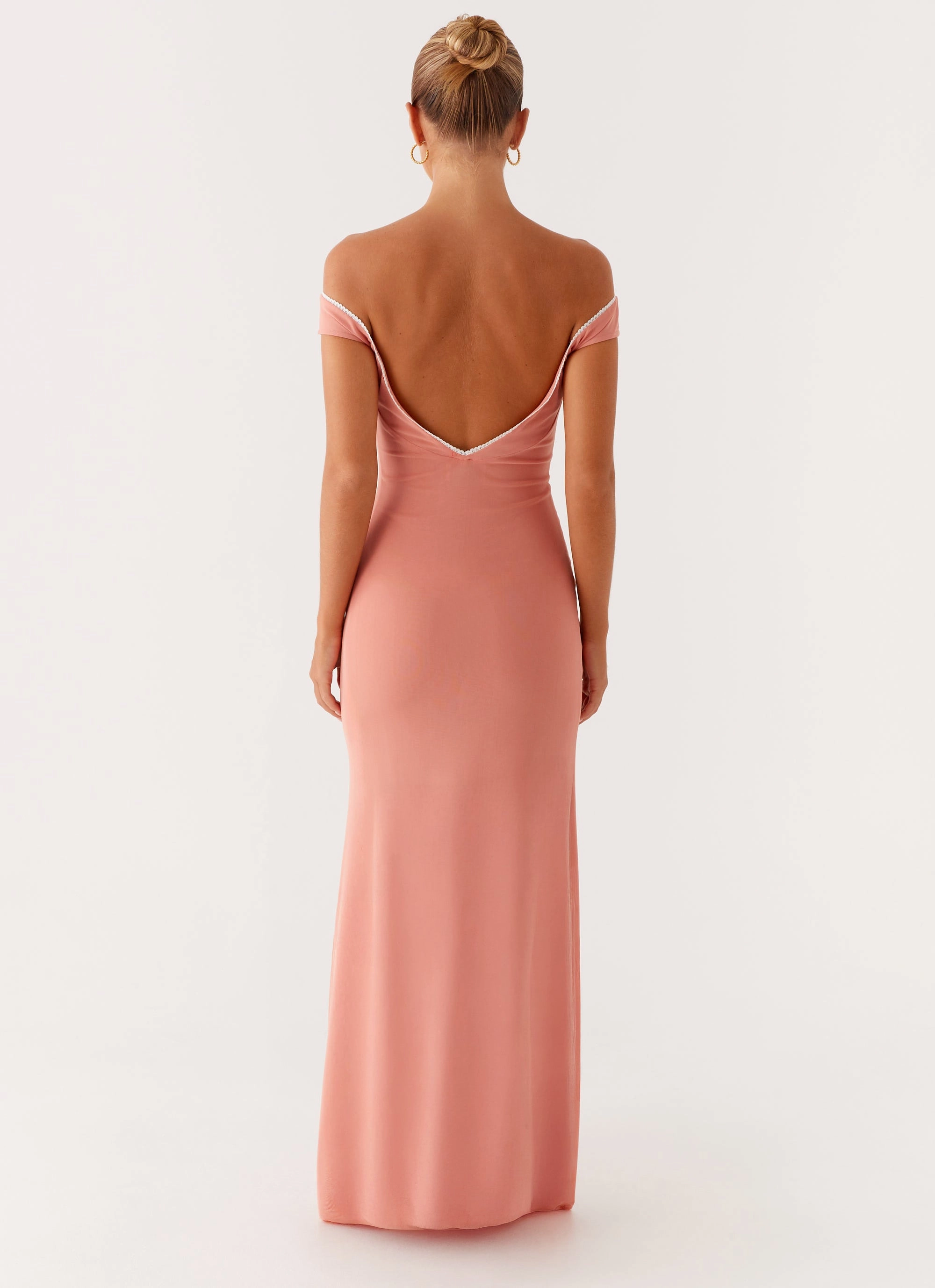 Katiya Maxi Dress - Peach Collar Accent