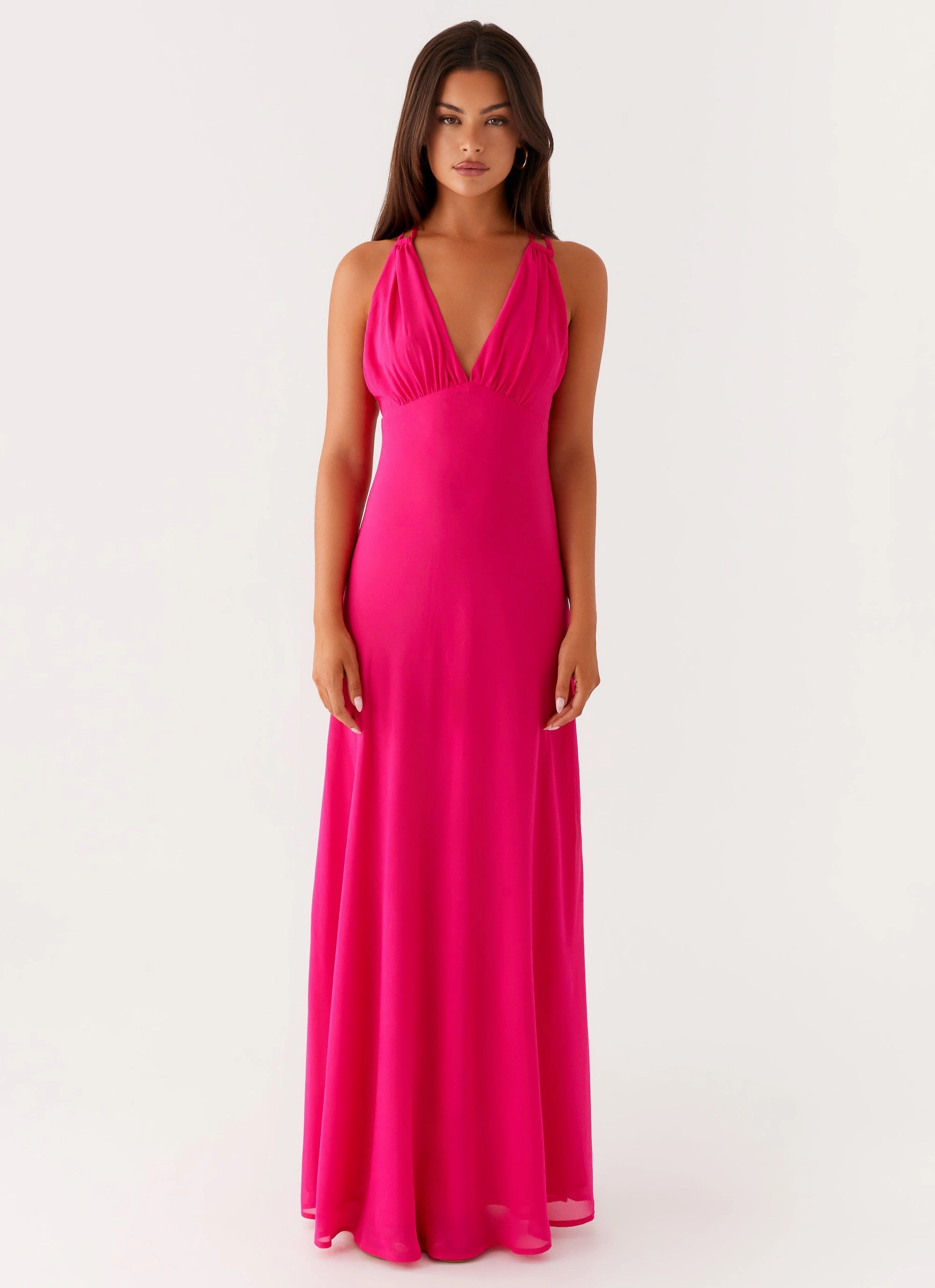 Kacia Maxi Dress - Fuchsia Applique-Detail Glam Feel