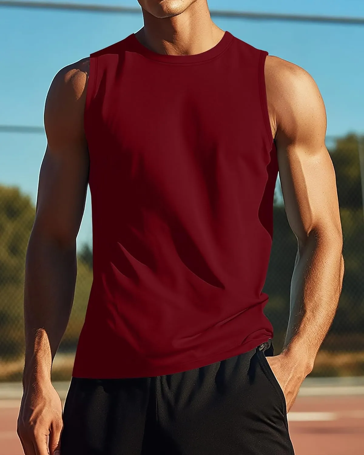 Ficerd 3 Pack Men's Big Tall Tank Tops, Cotton Moisture Wicking Muscle Shirts Sleeveless Solid Color Basic Tee Shirts
