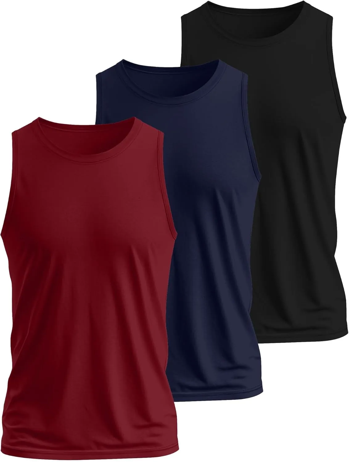 Ficerd 3 Pack Men's Big Tall Tank Tops, Cotton Moisture Wicking Muscle Shirts Sleeveless Solid Color Basic Tee Shirts