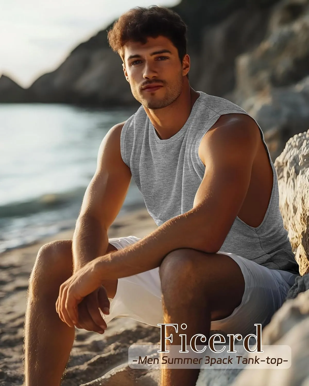 Ficerd 3 Pcs Big and Tall Men's Workout Tank Top Cotton Sleeveless Muscle Tee Gym Athletic Bodybuilding Cut Off Shirt