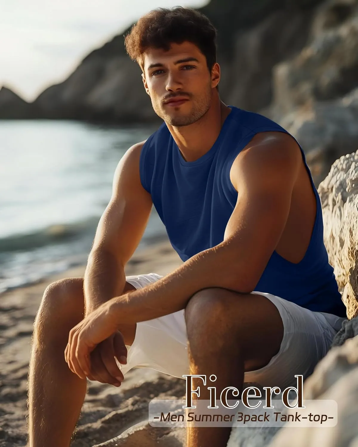 Ficerd 3 Pcs Big and Tall Men's Workout Tank Top Cotton Sleeveless Muscle Tee Gym Athletic Bodybuilding Cut Off Shirt
