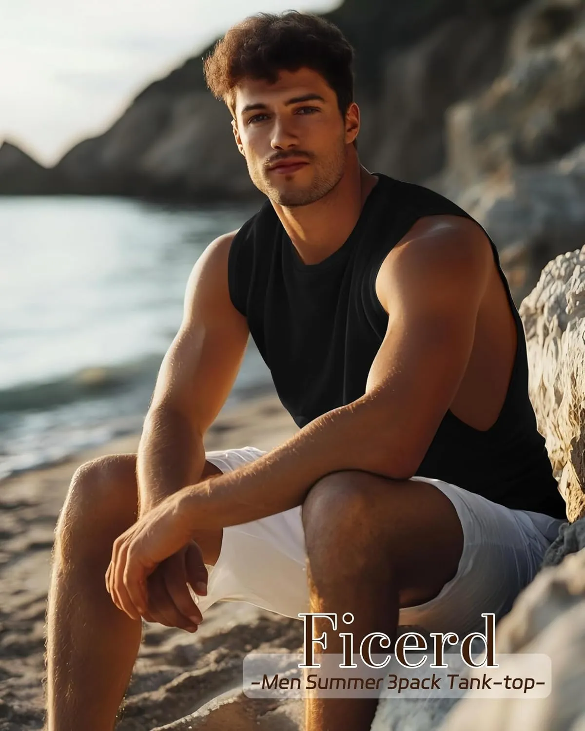 Ficerd 3 Pcs Big and Tall Men's Workout Tank Top Cotton Sleeveless Muscle Tee Gym Athletic Bodybuilding Cut Off Shirt