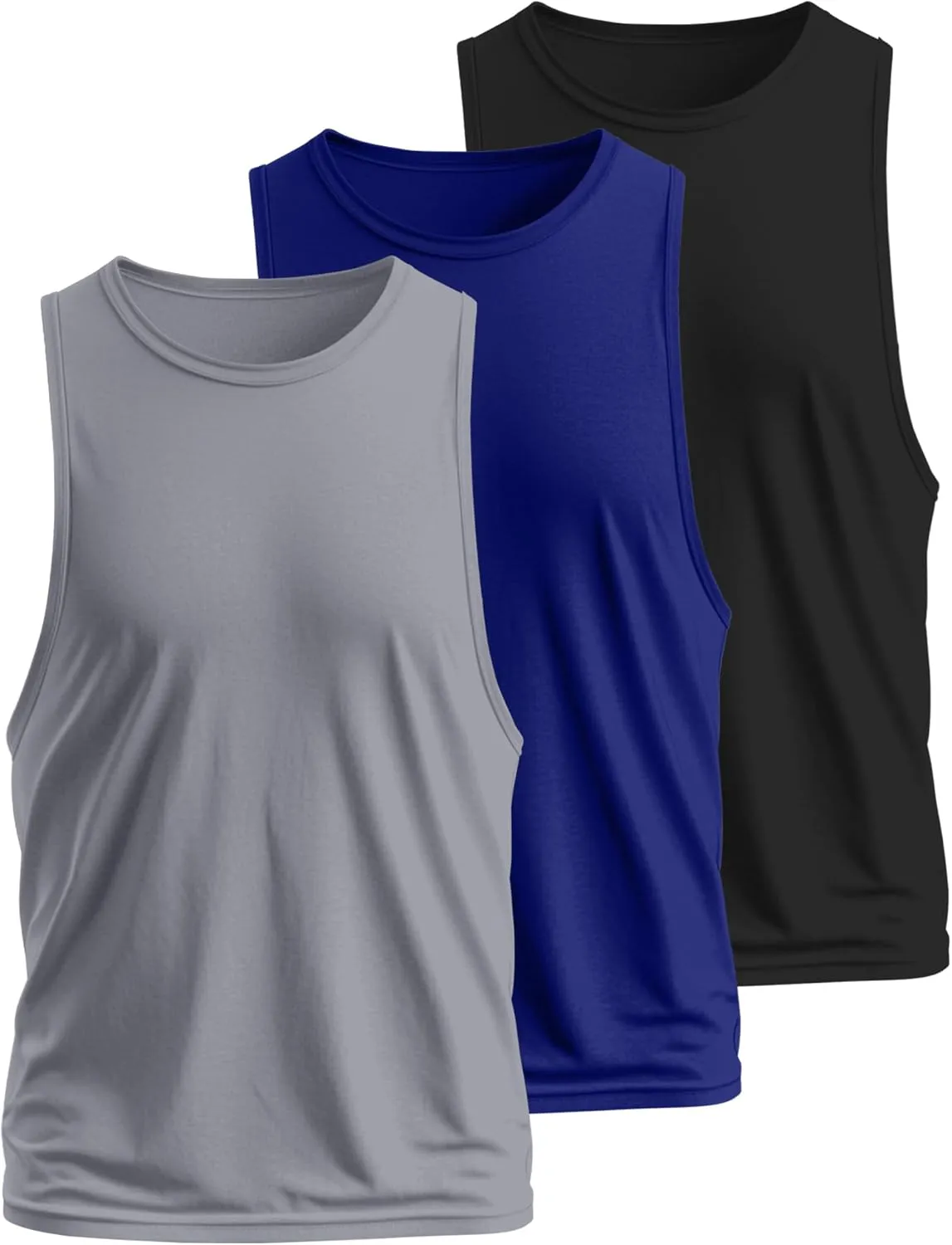 Ficerd 3 Pcs Big and Tall Men's Workout Tank Top Cotton Sleeveless Muscle Tee Gym Athletic Bodybuilding Cut Off Shirt