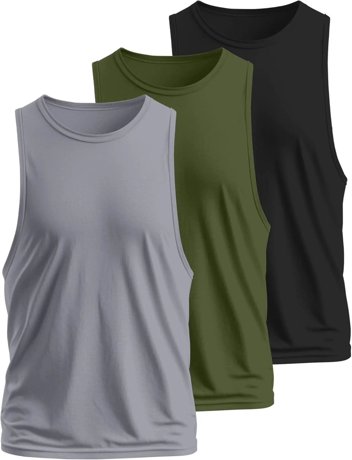 Ficerd 3 Pcs Big and Tall Men's Workout Tank Top Cotton Sleeveless Muscle Tee Gym Athletic Bodybuilding Cut Off Shirt