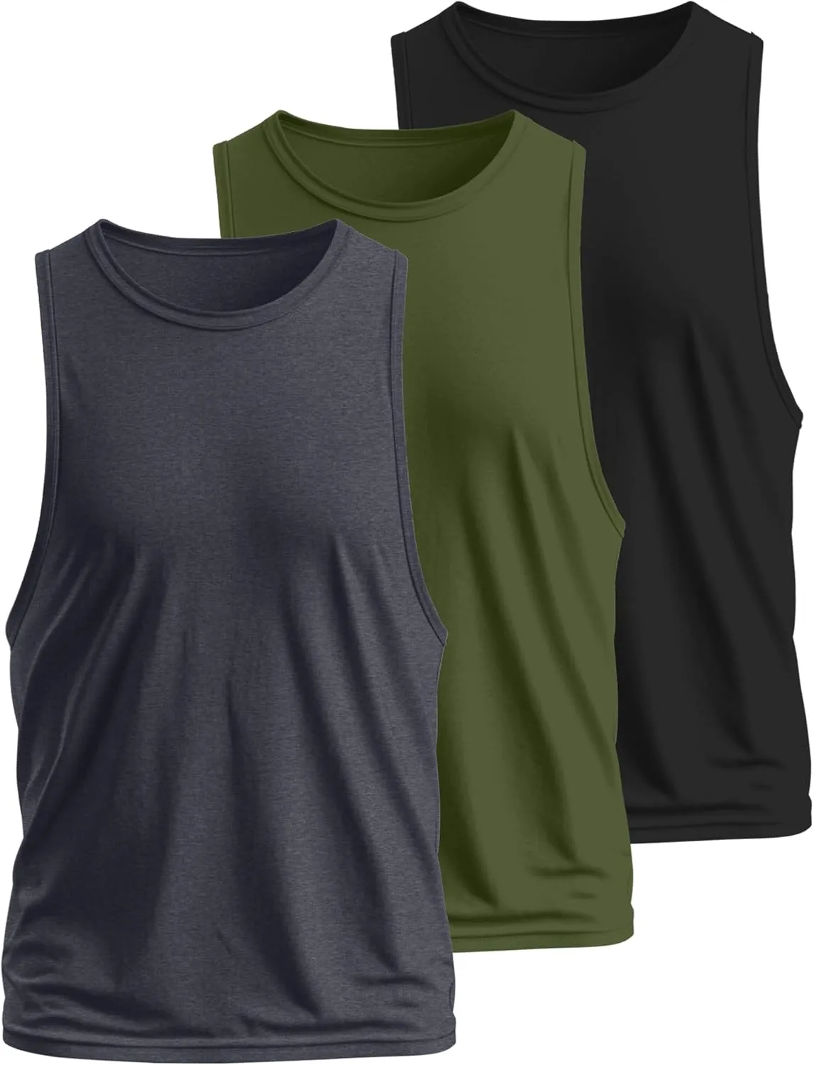 Ficerd 3 Pcs Big and Tall Men's Workout Tank Top Cotton Sleeveless Muscle Tee Gym Athletic Bodybuilding Cut Off Shirt