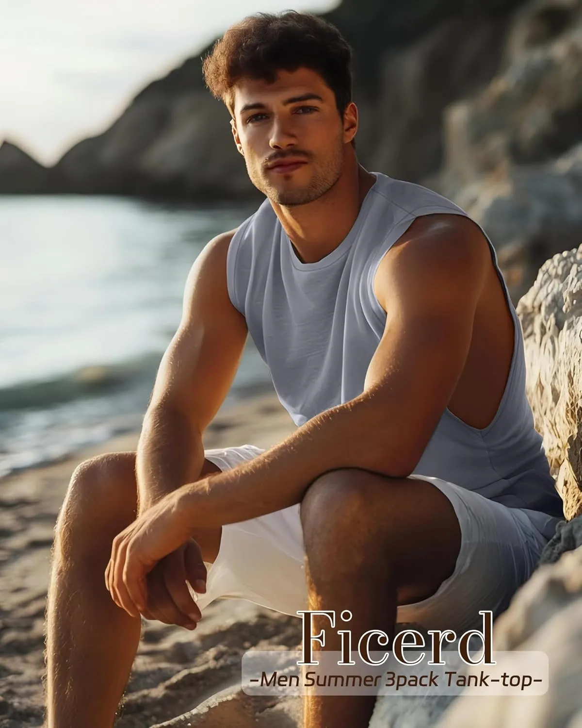 Ficerd 3 Pcs Big and Tall Men's Workout Tank Top Cotton Sleeveless Muscle Tee Gym Athletic Bodybuilding Cut Off Shirt