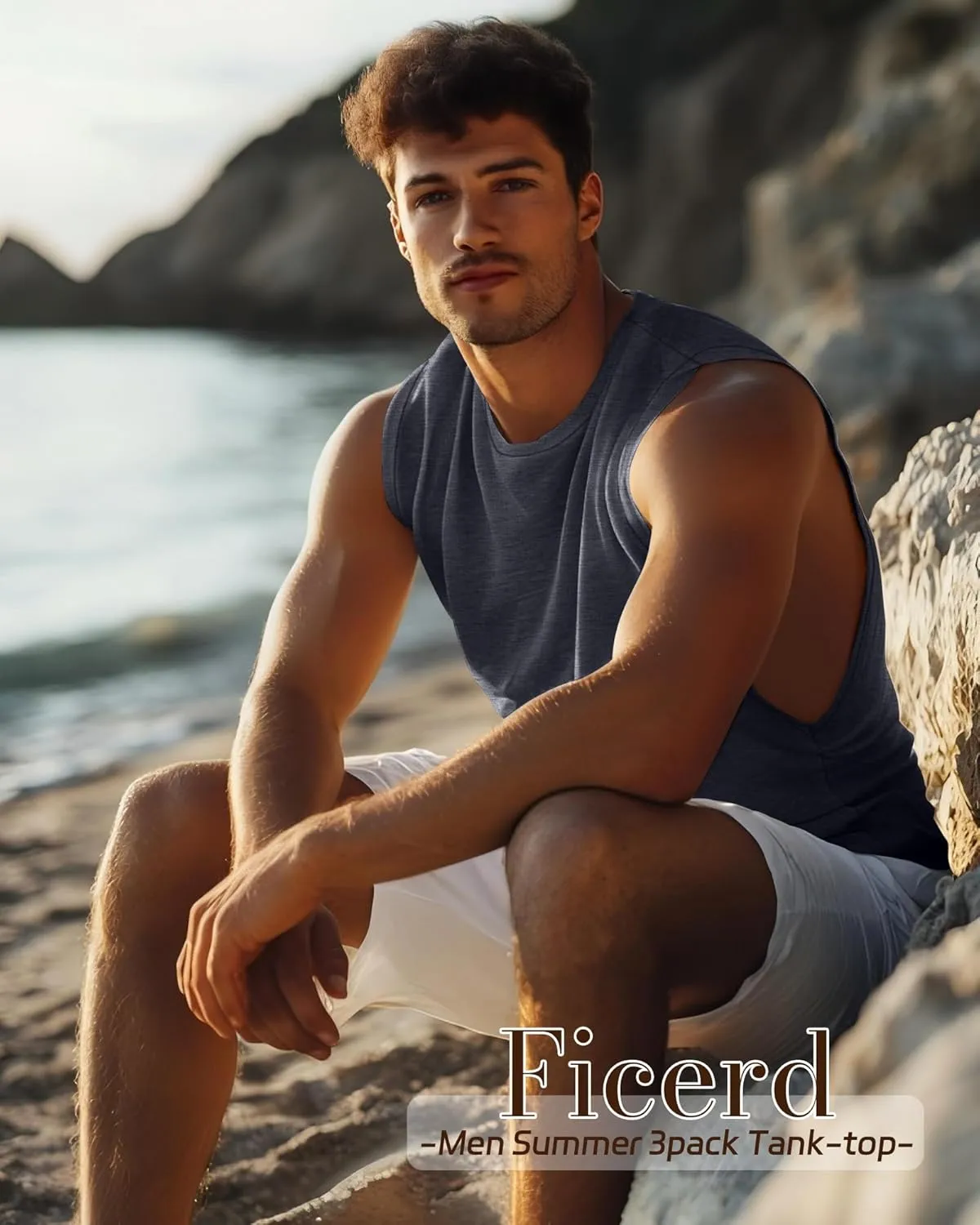 Ficerd 3 Pcs Big and Tall Men's Workout Tank Top Cotton Sleeveless Muscle Tee Gym Athletic Bodybuilding Cut Off Shirt