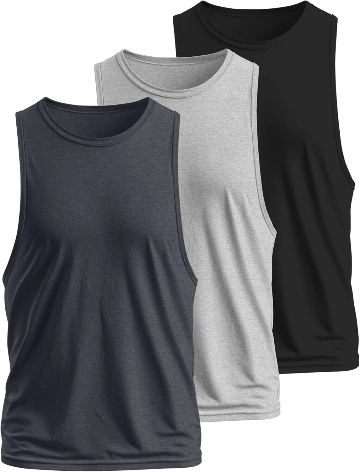 Ficerd 3 Pcs Big and Tall Men's Workout Tank Top Cotton Sleeveless Muscle Tee Gym Athletic Bodybuilding Cut Off Shirt
