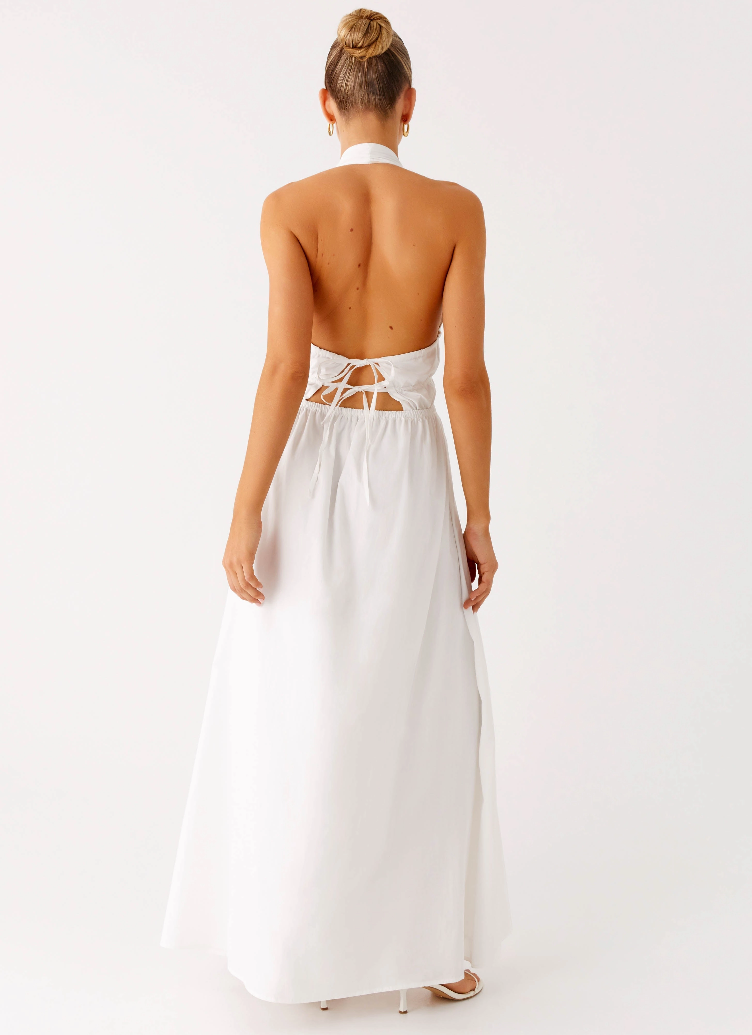 Flap-Detail Figaro Halter Maxi Dress - White