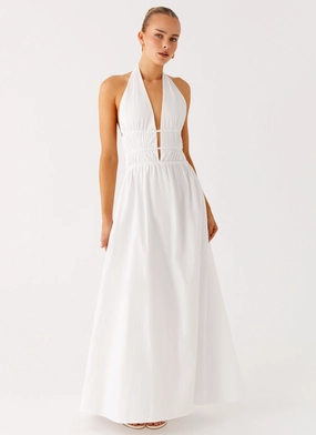 Figaro Halter Maxi Dress - White Insulated Style Figaro Halter Maxi Dress - White Airy Comfort