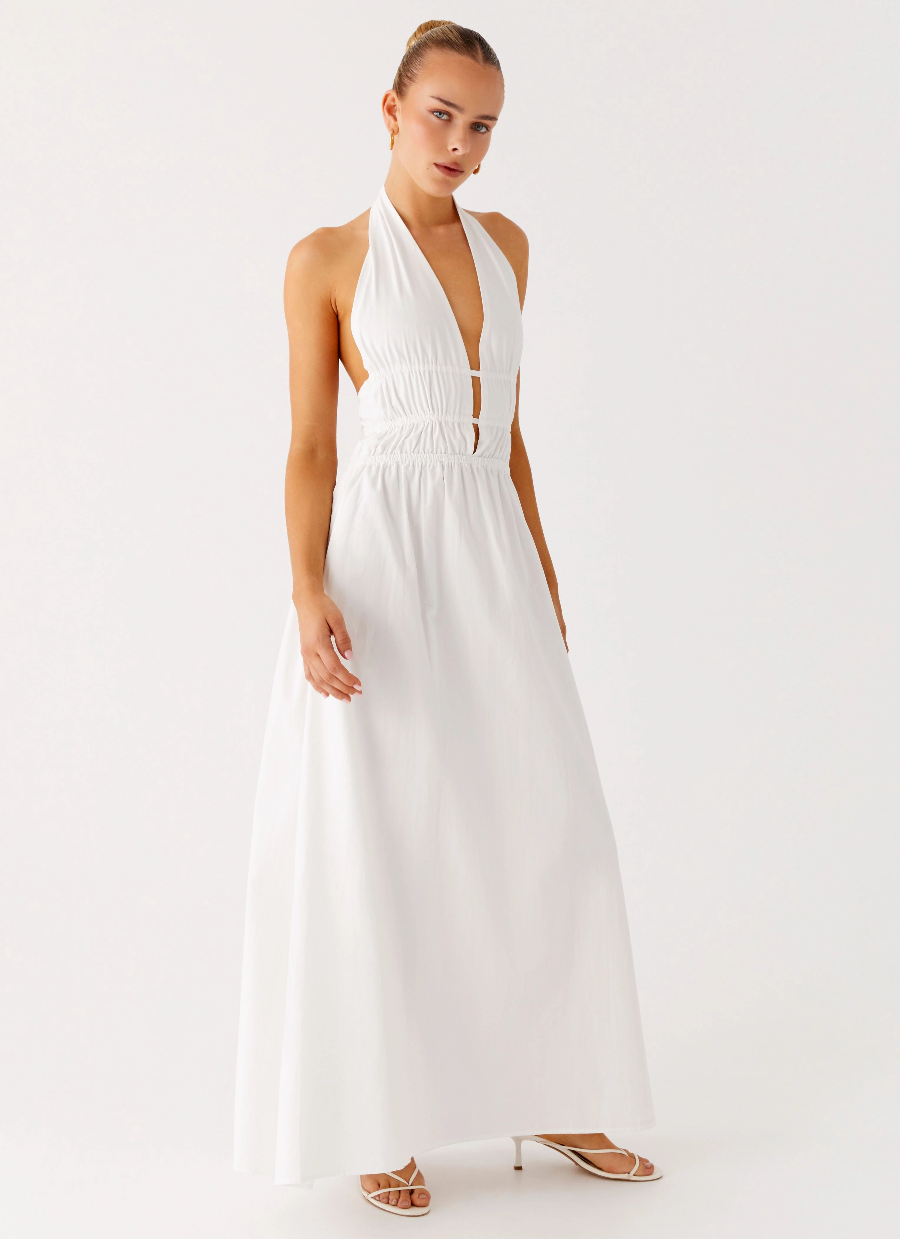 Figaro Halter Maxi Dress - White Summer Ease