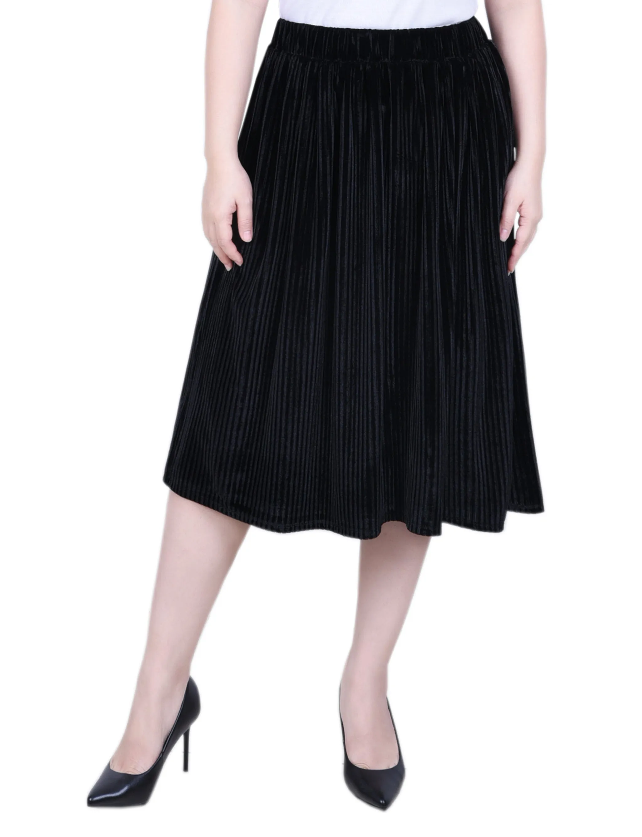 Petite Knee Length Velvet Skirt City Essential