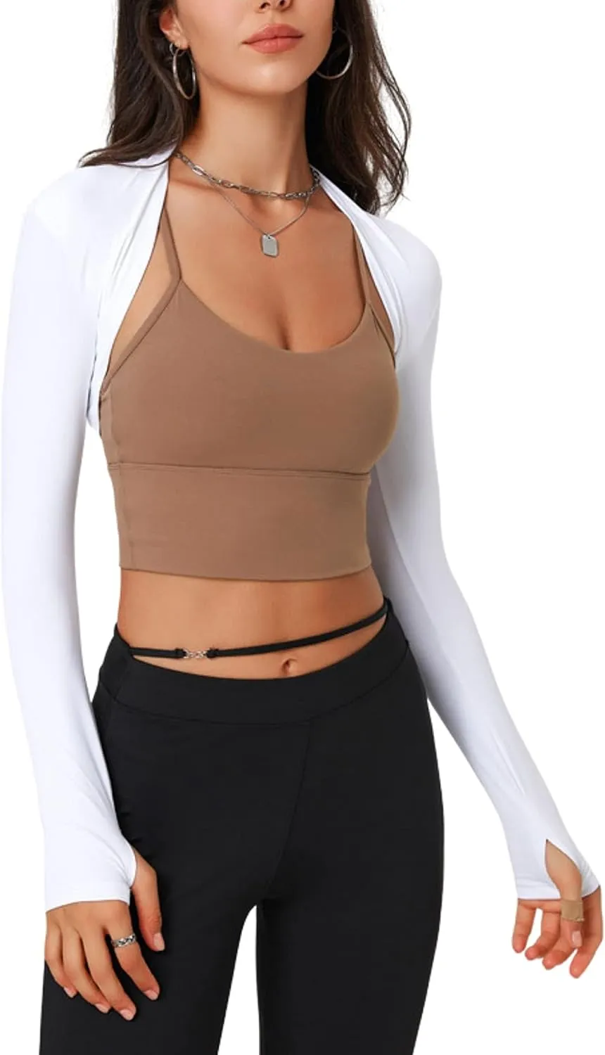 FindThy Womens Casual Open Front Bolero Cooling Shawl Arm Sleeve Crop Top Shrug Covers