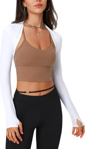 FindThy Womens Casual Open Front Bolero Cooling Shawl Arm Sleeve Crop Top Shrug Covers