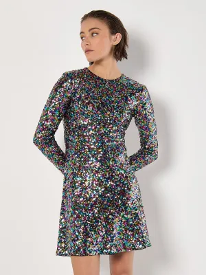 Fit and Flare Rainbow Sequin Dress Versatile Wearable Fit and Flare Rainbow Sequin Dress All Daywear