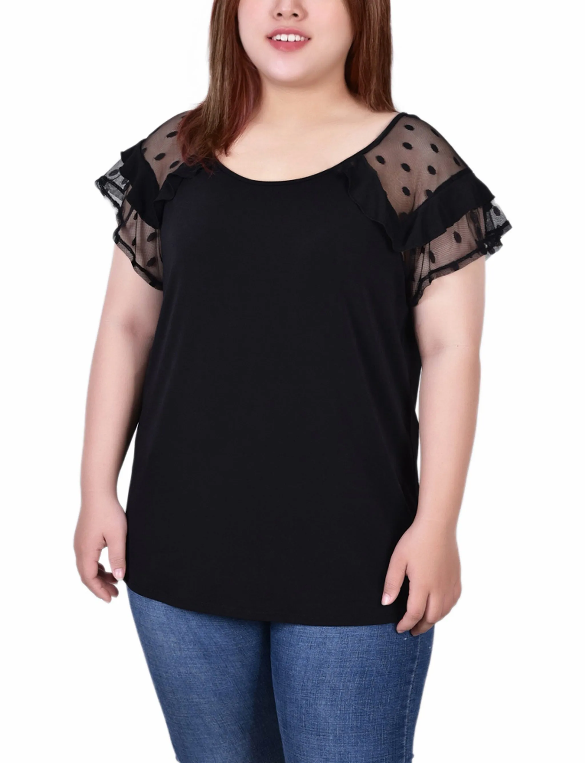 Outfit Core Plus Size Short Dot Sleeve Top