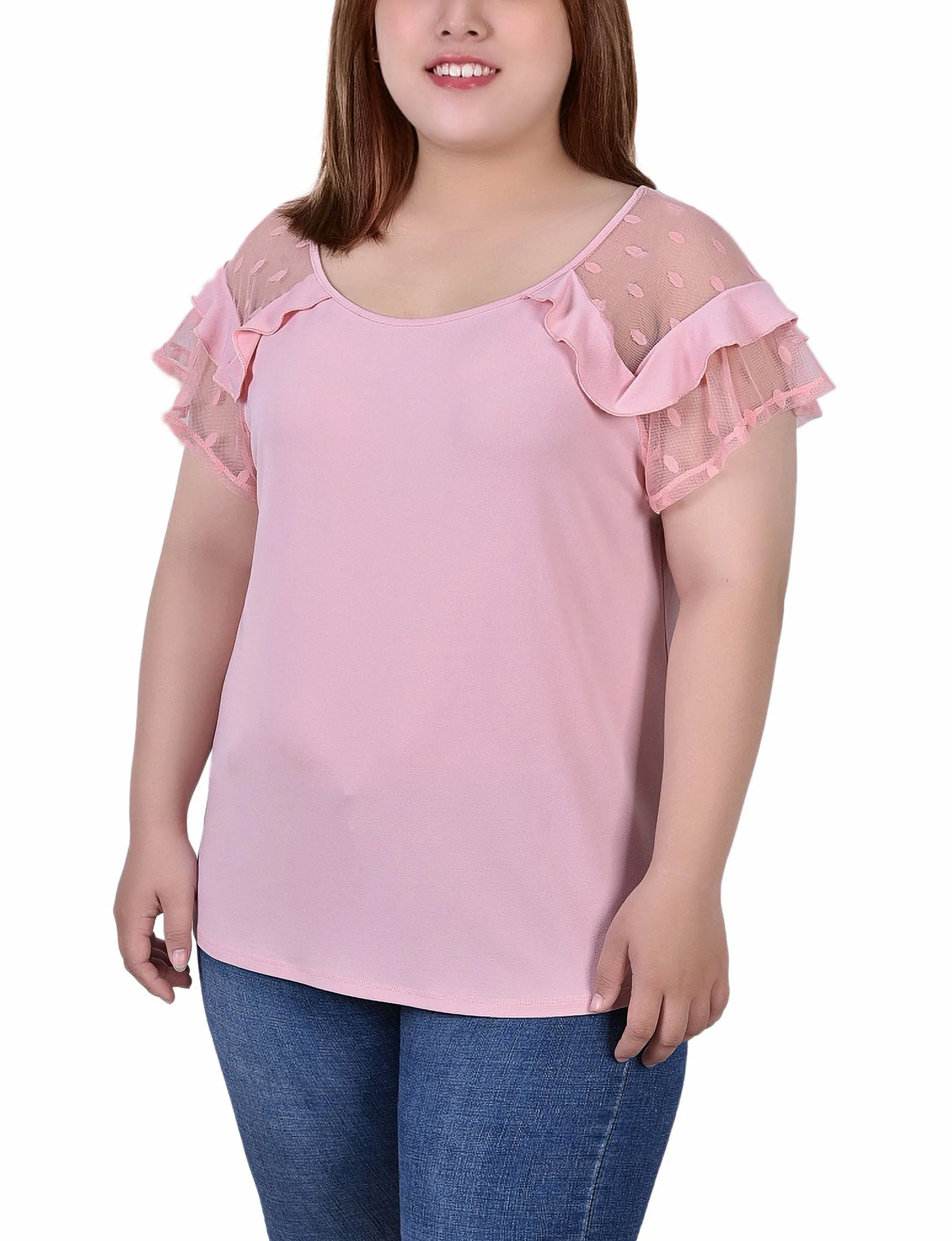 Plus Size Short Dot Sleeve Top All-Day Comfort Wear Perfect For Work