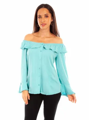 Fit Retention Scully Womens Turquoise Rayon Drapey Ruffle L/S Dress Outdoor Enthusiast Sunny Vibes Teen Outfit Minimal Aesthetic Scully Womens Turquoise Rayon Drapey Ruffle L/S Dress