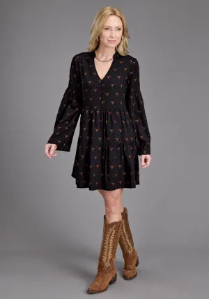 Fit Smooth Stetson Womens Longhorn Mojave Print Black 100% Rayon L/S Dress Stetson Womens Longhorn Mojave Print Black 100% Rayon L/S Dress Cool Outfitters Lightweight Morning Stroll