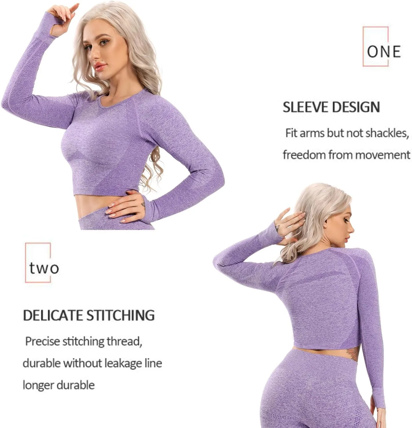 FITTOO Women's Long Sleeves Workout Crop Tops Seamless Sports Shirts Fitness Activewear