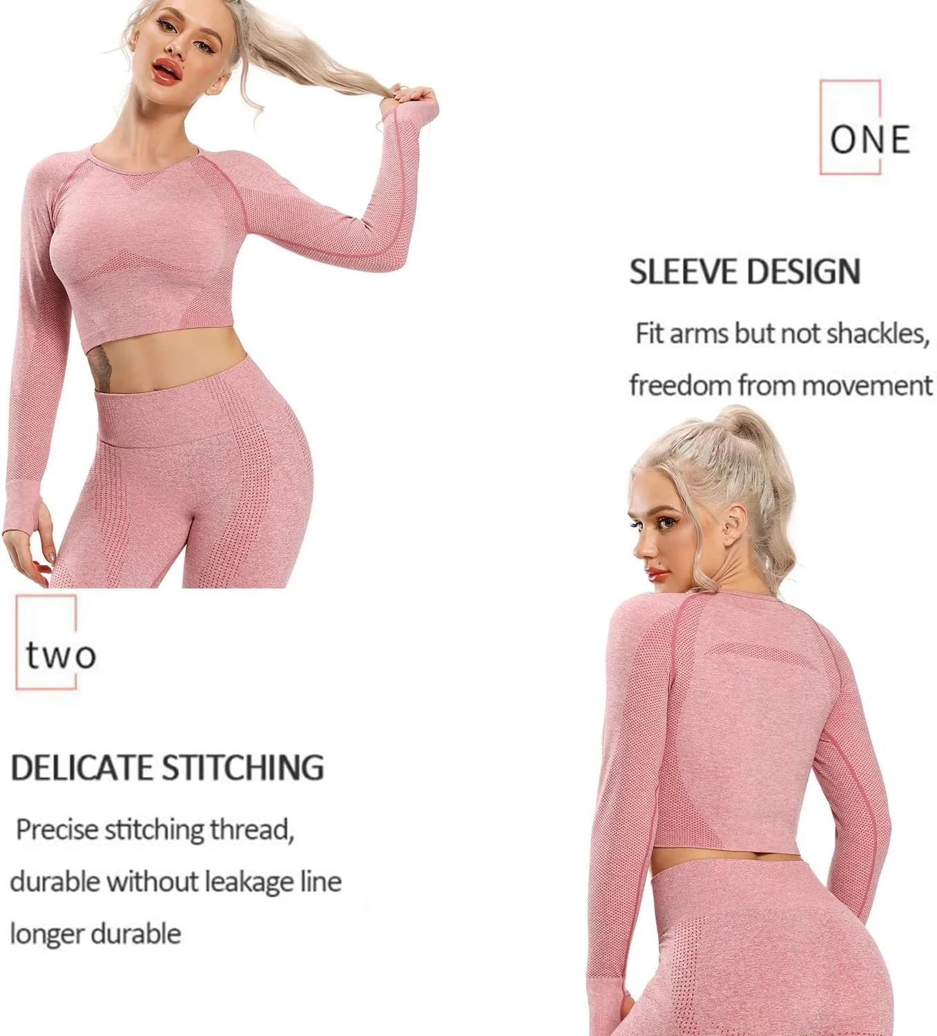 FITTOO Women's Long Sleeves Workout Crop Tops Seamless Sports Shirts Fitness Activewear