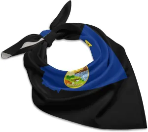 Flag Map of Montana Square Head Scarves Cute Funny Hair Scarf Kerchief Neckerchief Headband Neck Wraps