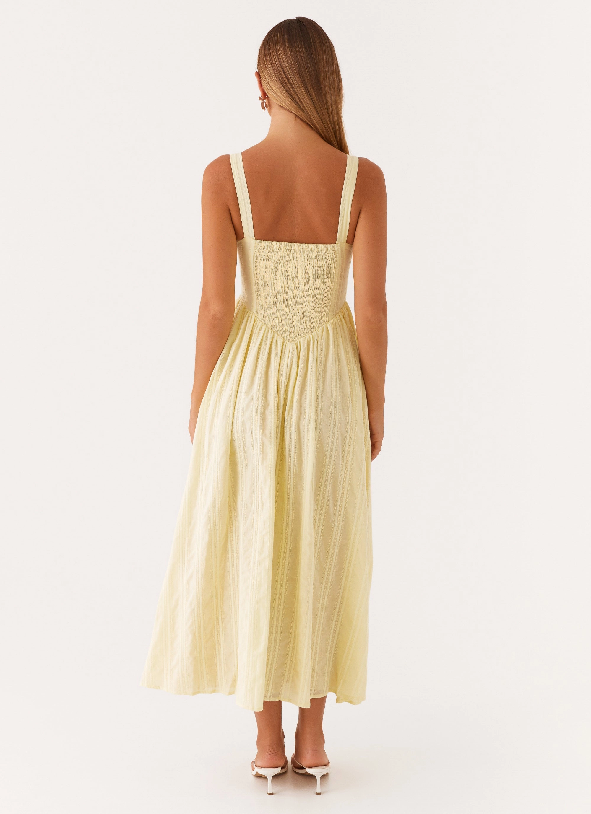 Pascuelle Midi Dress - Yellow Calm Beauty Sleek Draping