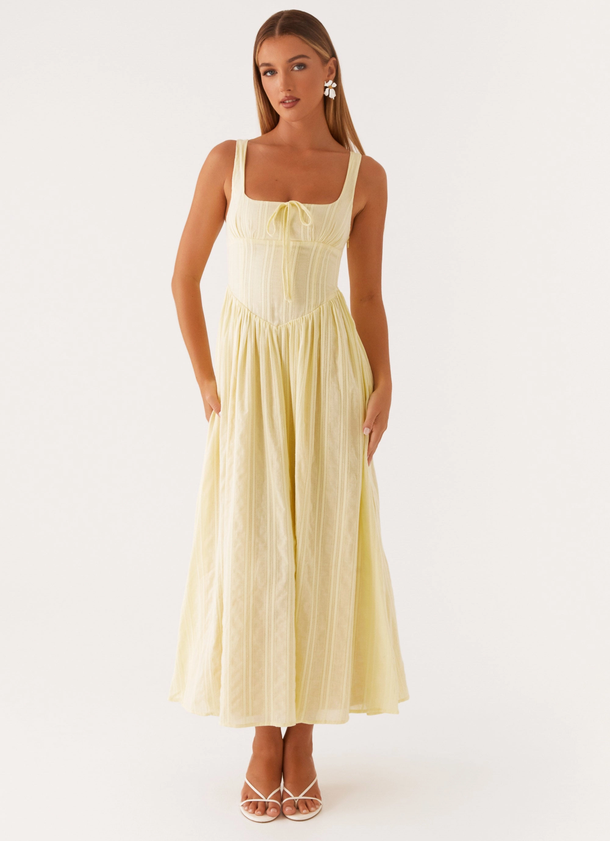 Pascuelle Midi Dress - Yellow Special-Occasion