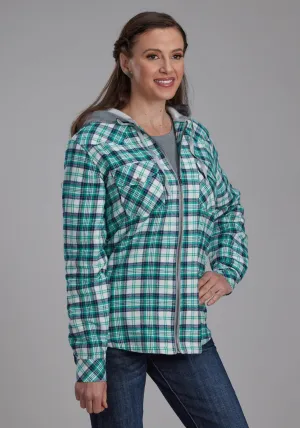 Flat Lock Stitching Roper Womens Thermal Lined Flannel Green 100% Cotton Jacket Roper Womens Thermal Lined Flannel Green 100% Cotton Jacket Effortless Clothing