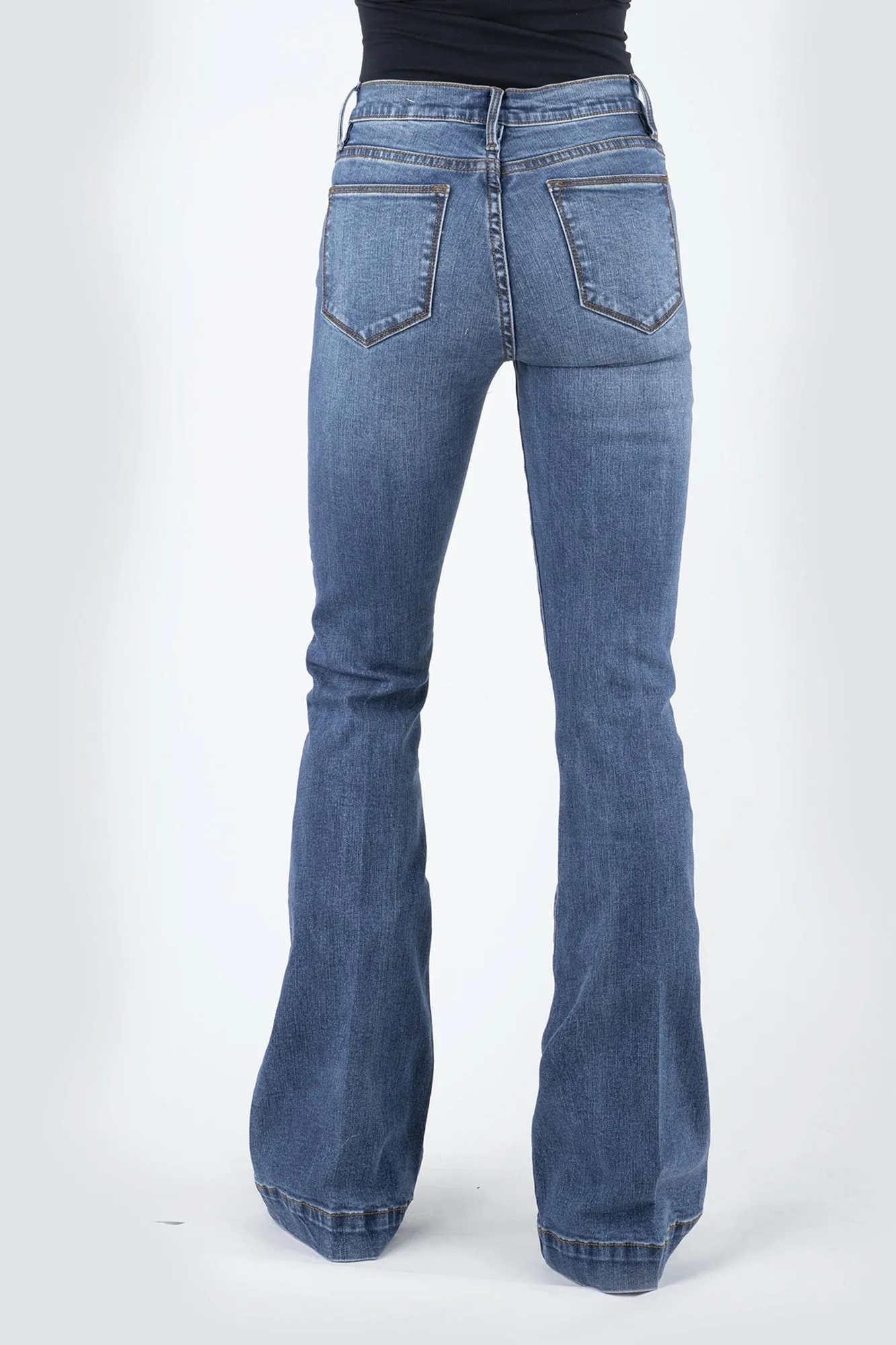 Night Out Everyday Holiday Vibes Family Style Gym Ready Daily Wear Stetson Flare Womens Blue Cotton Blend High Waist Jeans