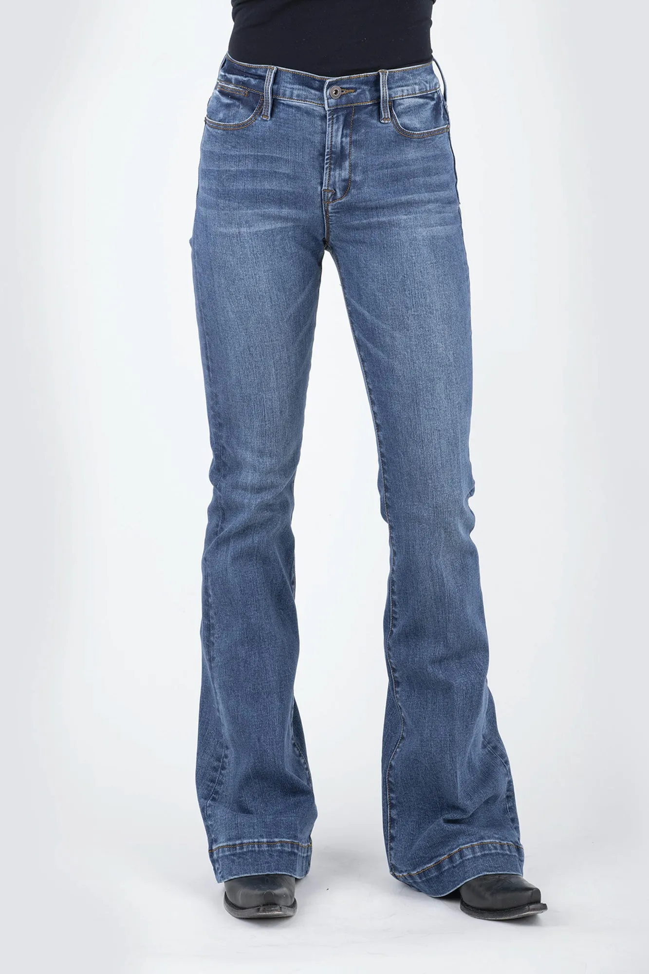 Stetson Flare Womens Blue Cotton Blend High Waist Jeans Core Layer