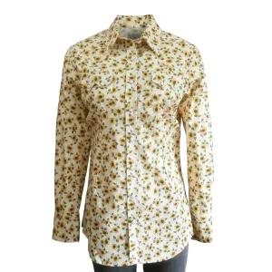 Flattering Cut Rockmount Womens Vintage Floral Western Yellow 100% Cotton L/S Shirt Sporty Look Multipurpose Utility Rockmount Womens Vintage Floral Western Yellow 100% Cotton L/S Shirt