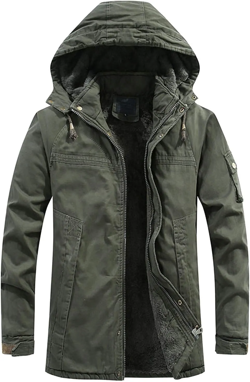 Fleece Lined Parka Jackets for Men Snow Ski Jacket with Hood Big and Tall Sports Coat Heavyweight Jackets Outwear Coat