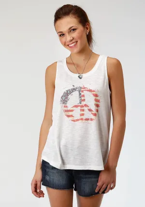 Flexible Cuff Closure Roper Womens White Cotton Blend Flag Peace Tank Top Plus Size Roper Womens White Cotton Blend Flag Peace Tank Top