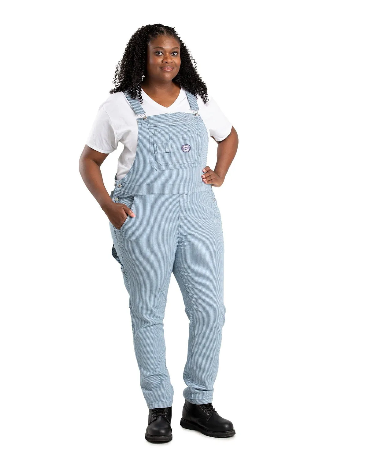Berne Womens Vintage Washed Flex Hickory Stripe Cotton Blend Bib Overall Parent Style Evening Stroll Festival Outfit Vintage Lover Smooth Bold