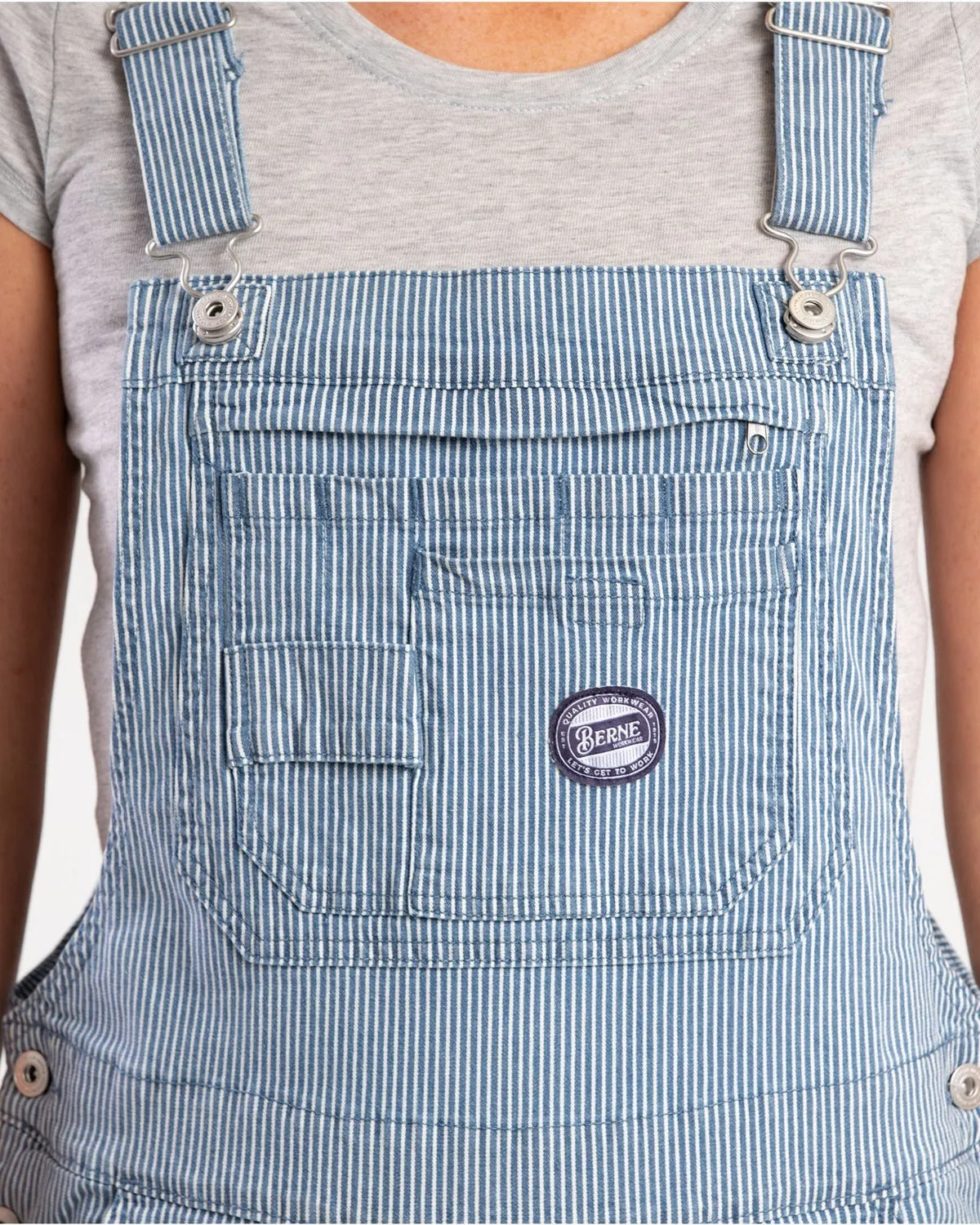 Minimalist Night Out Smooth Berne Womens Vintage Washed Flex Hickory Stripe Cotton Blend Bib Overall