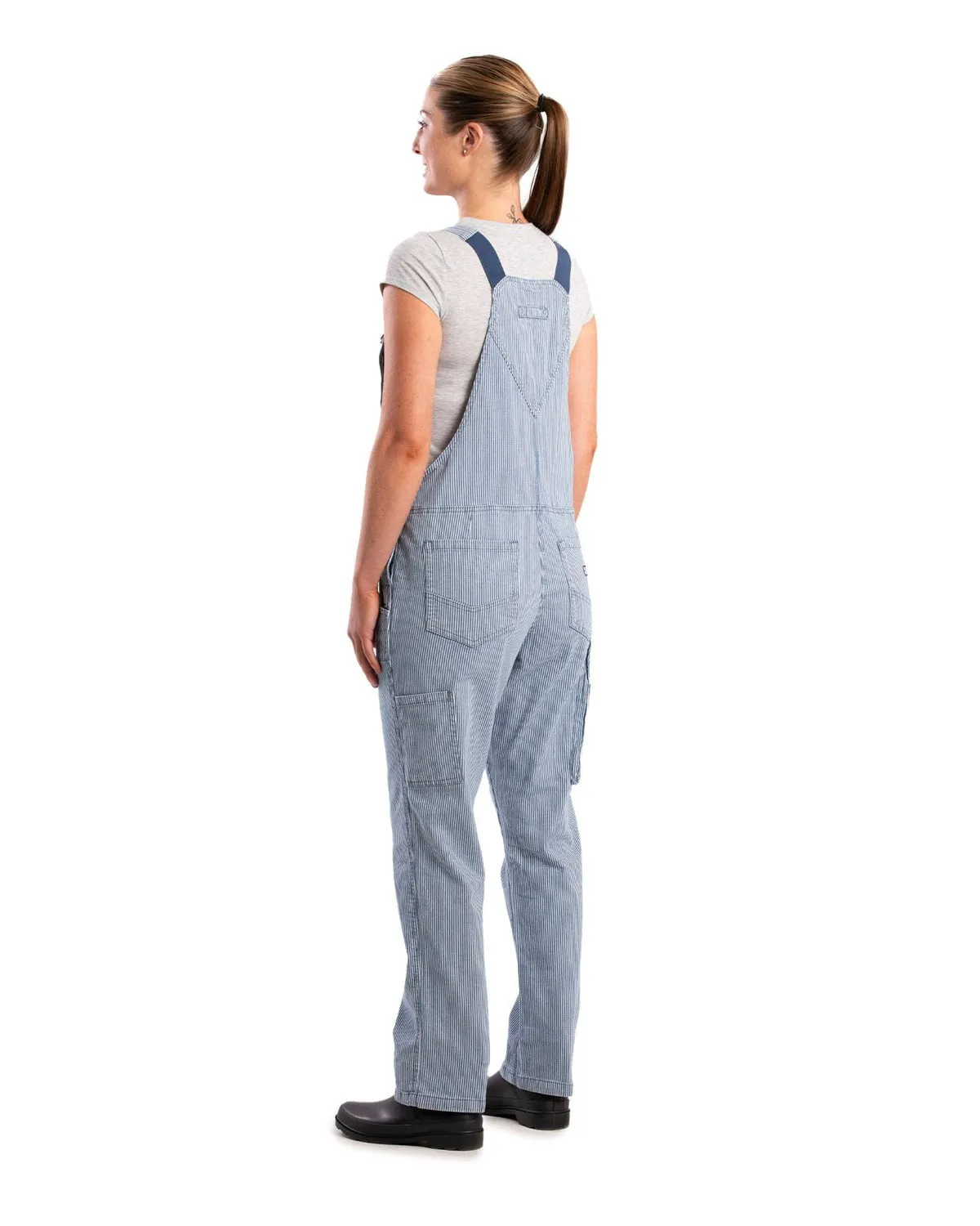Simple Attire Student Outfit Earthy Berne Womens Vintage Washed Flex Hickory Stripe Cotton Blend Bib Overall