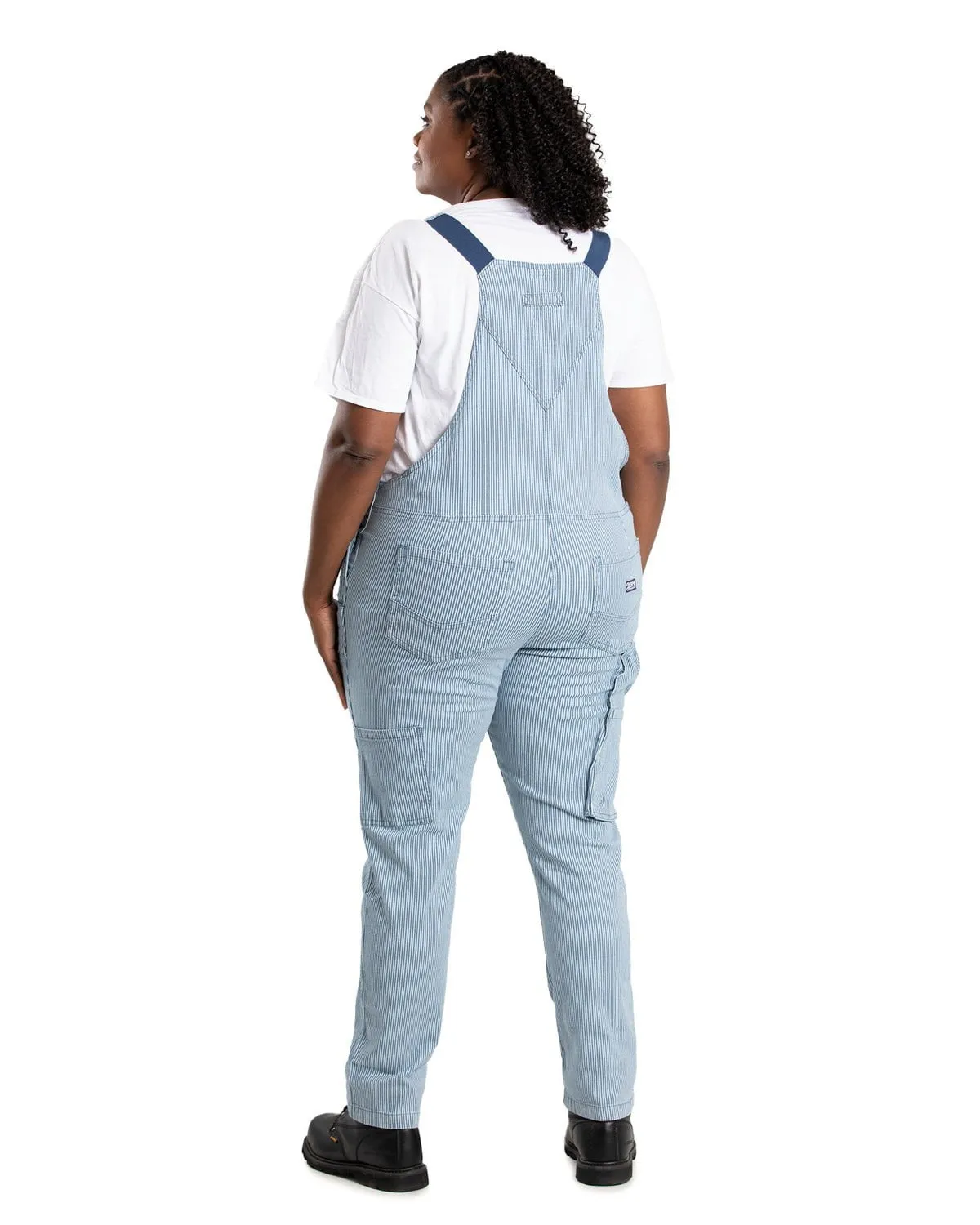 Berne Womens Vintage Washed Flex Hickory Stripe Cotton Blend Bib Overall Weekend Style Smooth Base Wear