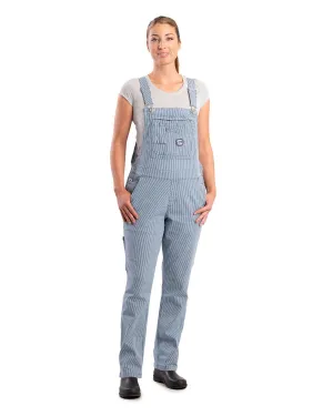Flexible Denim Berne Womens Vintage Washed Flex Hickory Stripe Cotton Blend Bib Overall Bold Look Parent Style Iconic Outfit Berne Womens Vintage Washed Flex Hickory Stripe Cotton Blend Bib Overall
