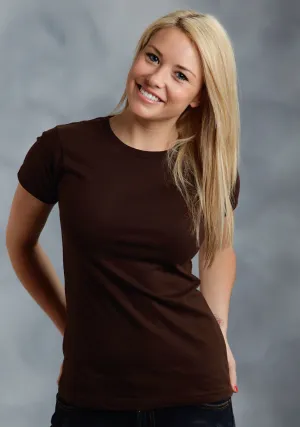 Flexible Fit Ouray Womens Espresso Brown 100% Cotton USA S/S Crew T-Shirt Ouray Womens Espresso Brown 100% Cotton USA S/S Crew T-Shirt Snug feel Non Restrictive Armhole