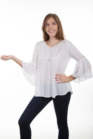 Flexible Look Scully Womens Ivory 100% Rayon Hi/Lo Crochet L/S Blouse Scully Womens Ivory 100% Rayon Hi/Lo Crochet L/S Blouse Modern Weekend Style Active Wear