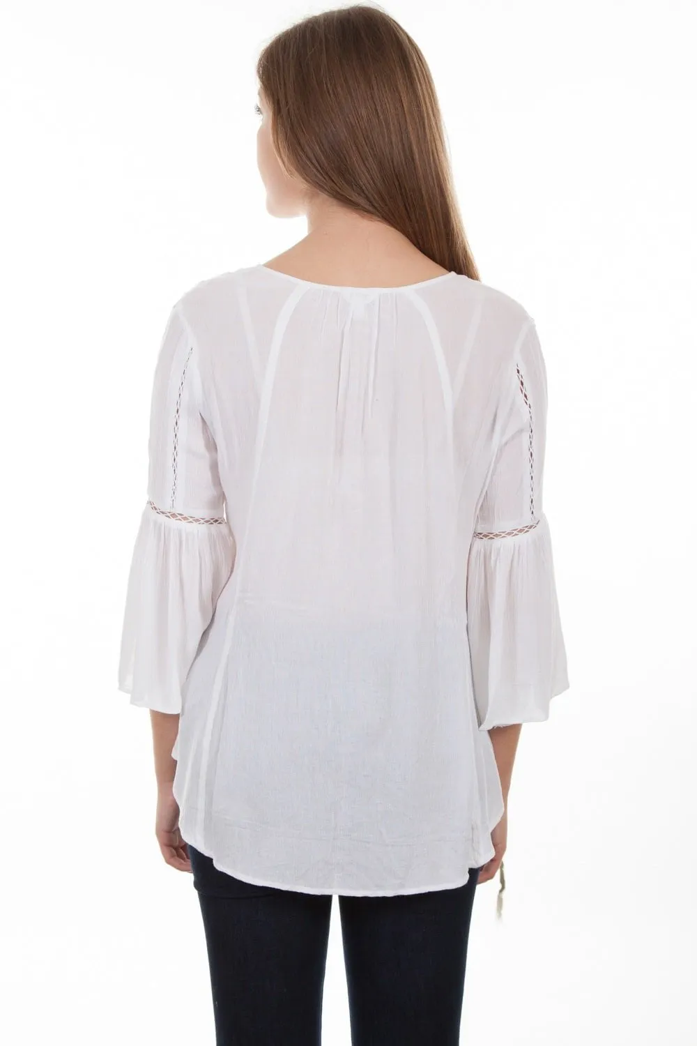Affordable Outdoor Adventure Artist Vibe Scully Womens Ivory 100% Rayon Hi/Lo Crochet L/S Blouse