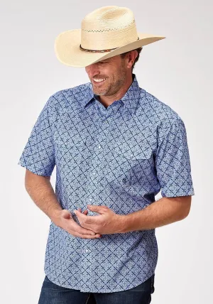 Flexible Mobility Roper Mens 1932 Skies Tie Blue 100% Cotton S/S Shirt No Bulk Layering System Gift Idea Roper Mens 1932 Skies Tie Blue 100% Cotton S/S Shirt