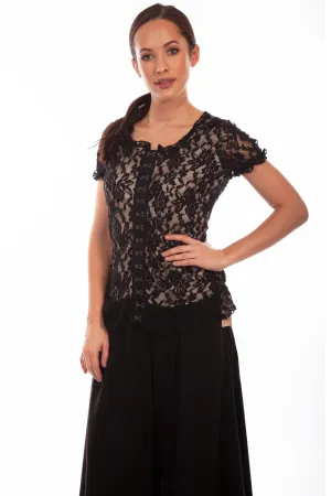 Flexible Mobility Scully Womens Black Polyester Lace Corset S/S Tunic Scully Womens Black Polyester Lace Corset S/S Tunic handmade touch