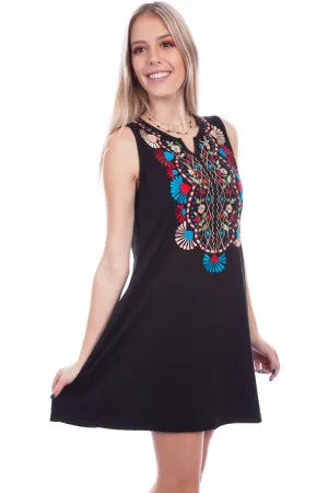 Flexible Waist Scully Womens Embroidered A-Line Black 100% Viscose S/L Dress Moisture Wicking Inner Layer Scully Womens Embroidered A-Line Black 100% Viscose S/L Dress