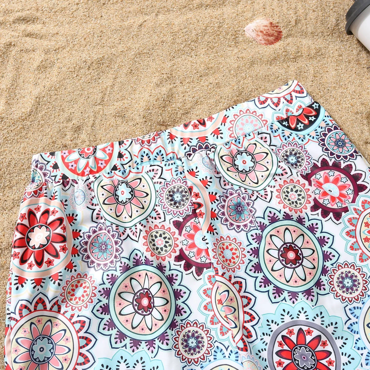 Floral Print Ruffle Trim Family One Piece Swimsuit