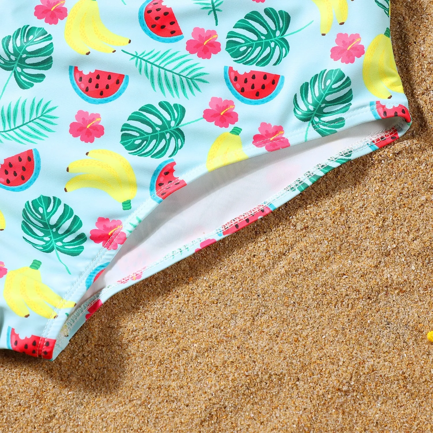 Flounce One Shoulder Bikini Family Swimsuit